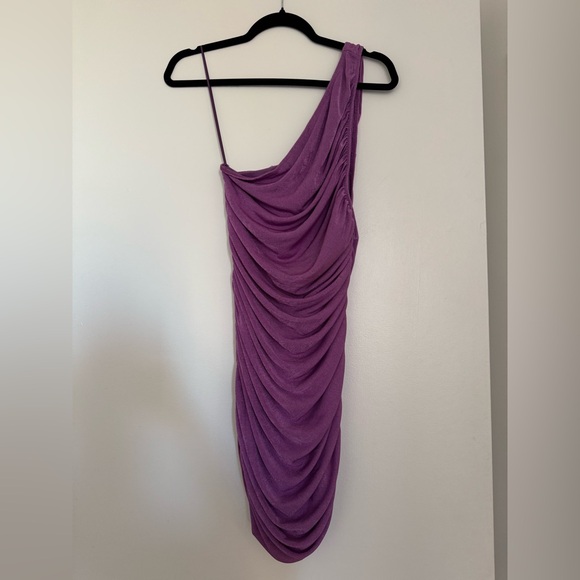 Princess Polly Lioness Purple Goddess Ruched One-Shoulder Bodycon Mini Dress - Picture 8 of 9